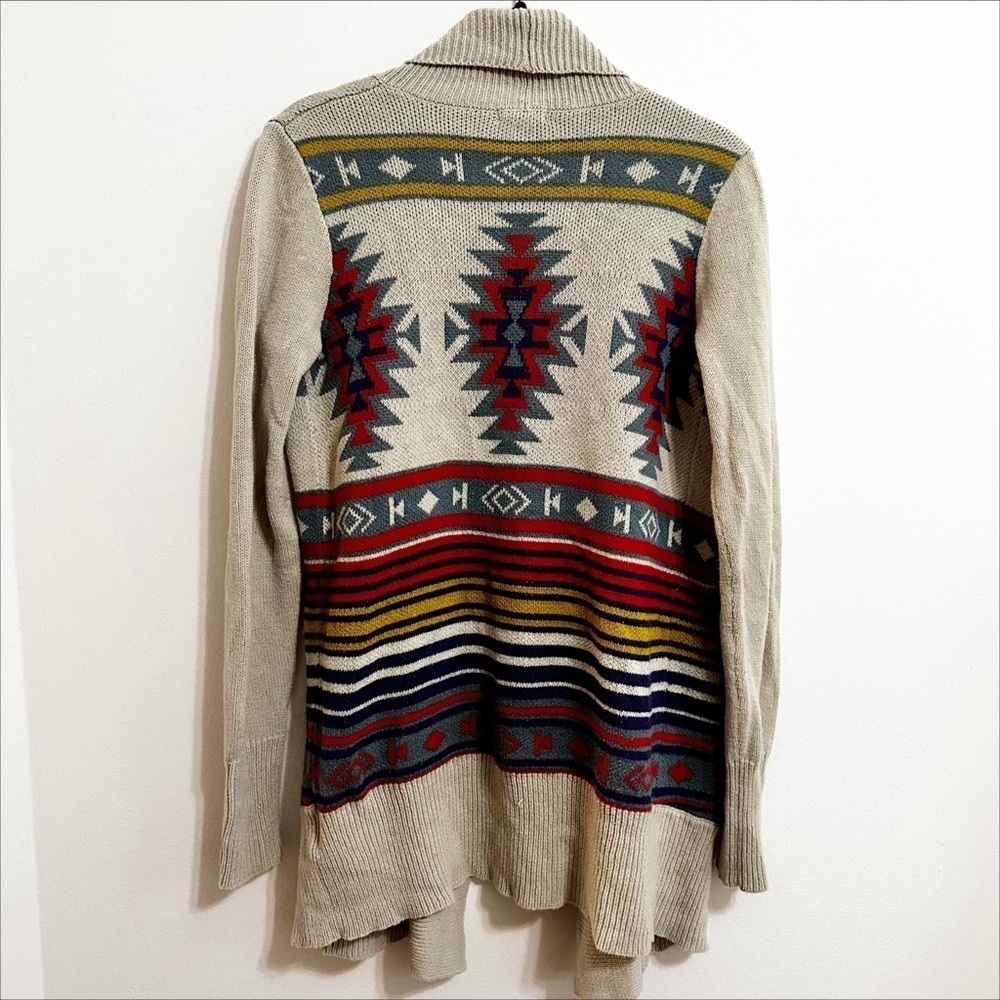 Ecote Cream South Western Open Front Cardigan Tribal Design Size Small - Picture 4 of 8